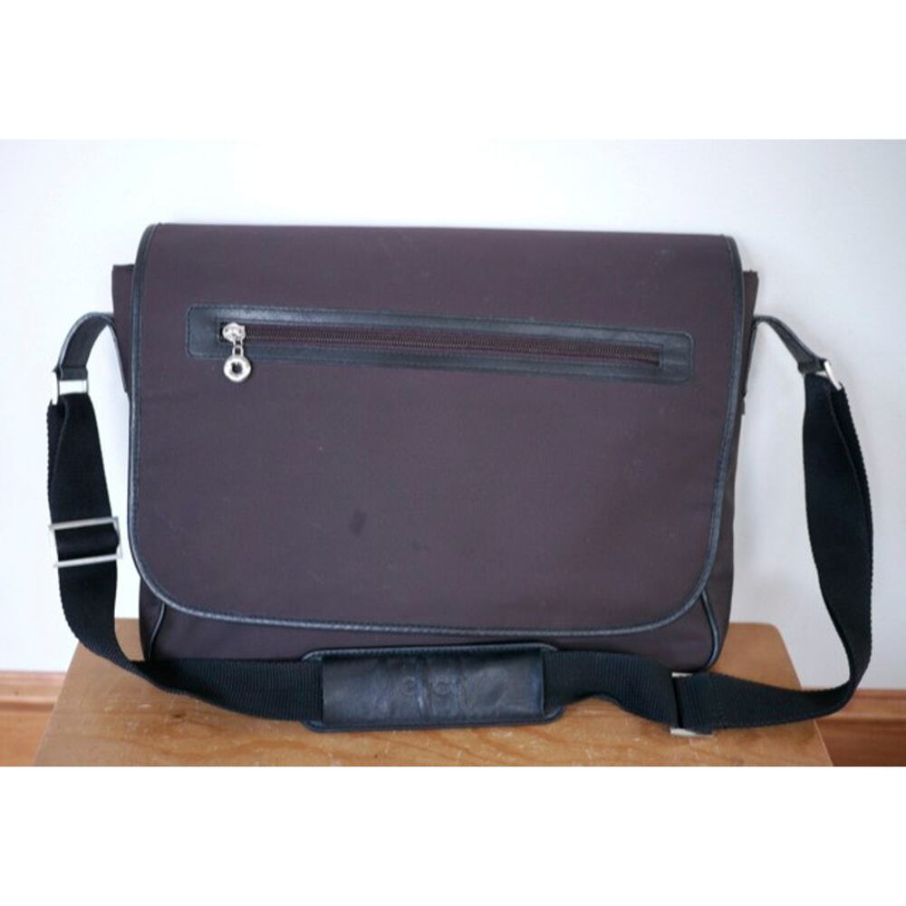 ECCO Brown Nylon Multi-Pocket Adjustable Laptop Soft Briefcase Carry On Bag
